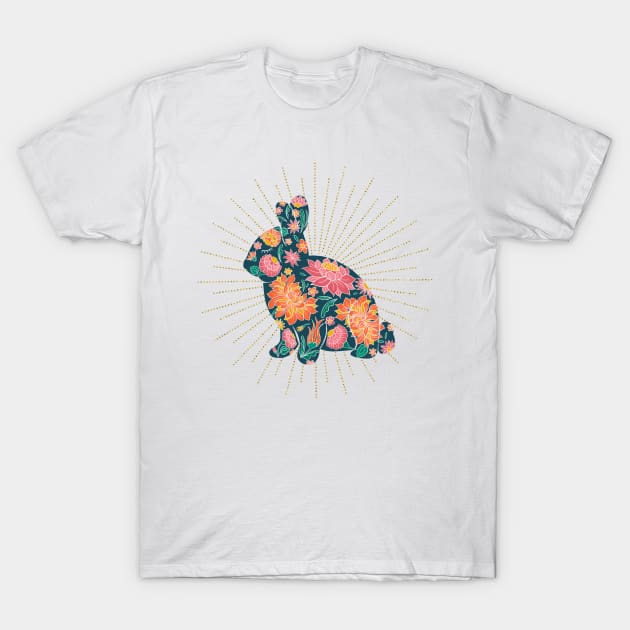 Chintz floral bunny silhouette T-Shirt by Home Cyn Home 